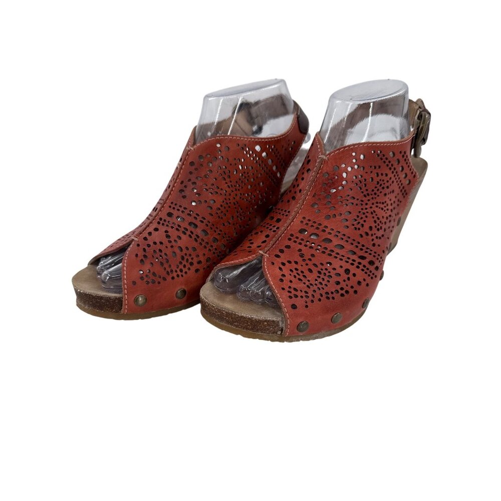 Pikolinos Benissa 868-9342 Womens Leather‎ Peep-Toe Wedge Sandals Size 10